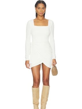 Lovers + Friends White Square-Neck Long-Sleeve Mini Dress